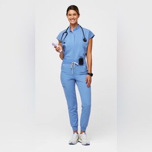 Figs High Ceil Blue Waisted Zamora Jogger Scrub Pants small